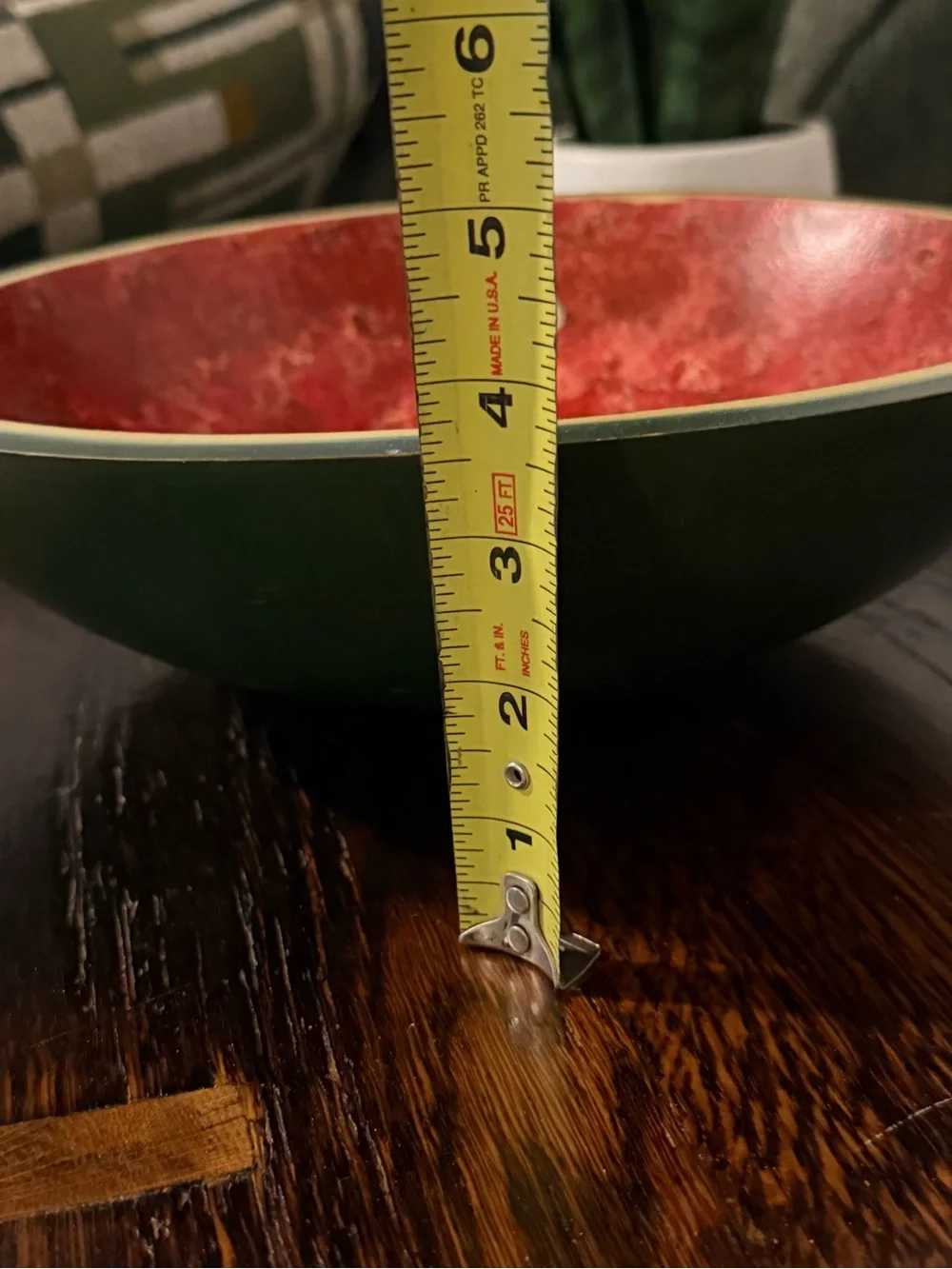 Decorative Watermelon Wooden Bowl Vintage